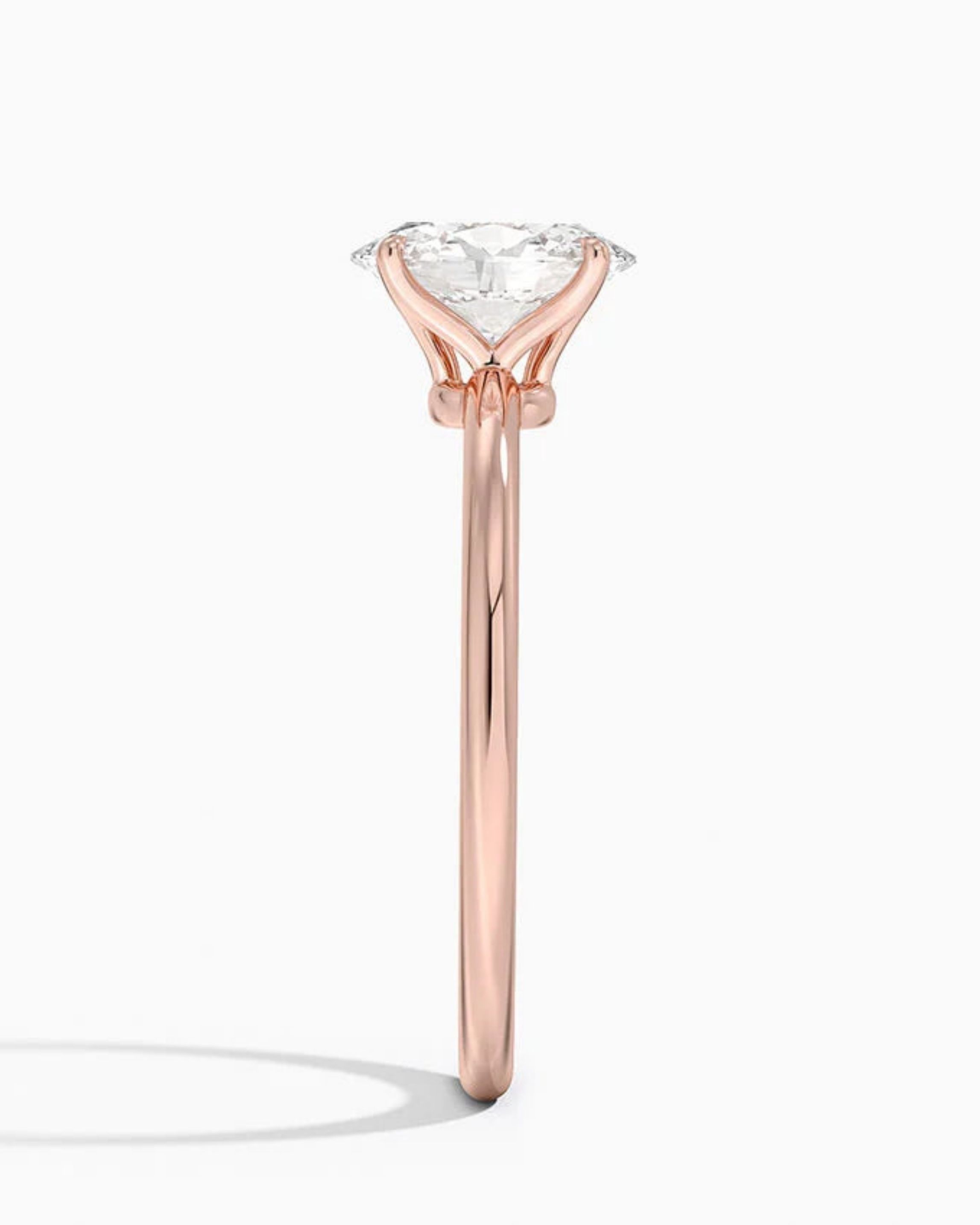1.03 Karat E Color Vs1 Berraklık Oval Lab Grown Pırlanta Yüzük Rose Cila