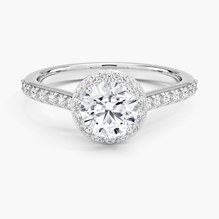 Yuvarlak Tektaşlar 1.15 Karat Halo Laboratuvar Pırlantası Yüzük