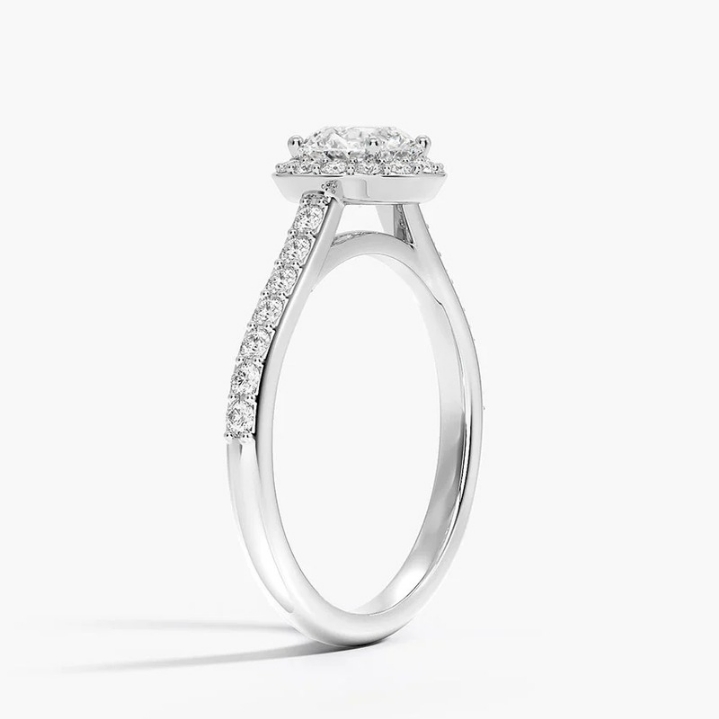 Yuvarlak Tektaşlar 1.15 Karat Halo Laboratuvar Pırlantası Yüzük