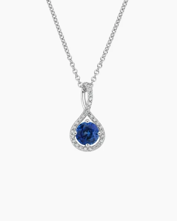 Joss Sapphire safir merkez taşlı pırlanta pendant kolye