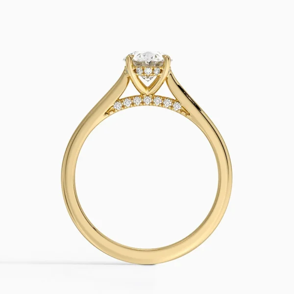 Joss Arc Oval 1.00 Gold Cathedral montürlü Lab Grown pırlanta yüzük