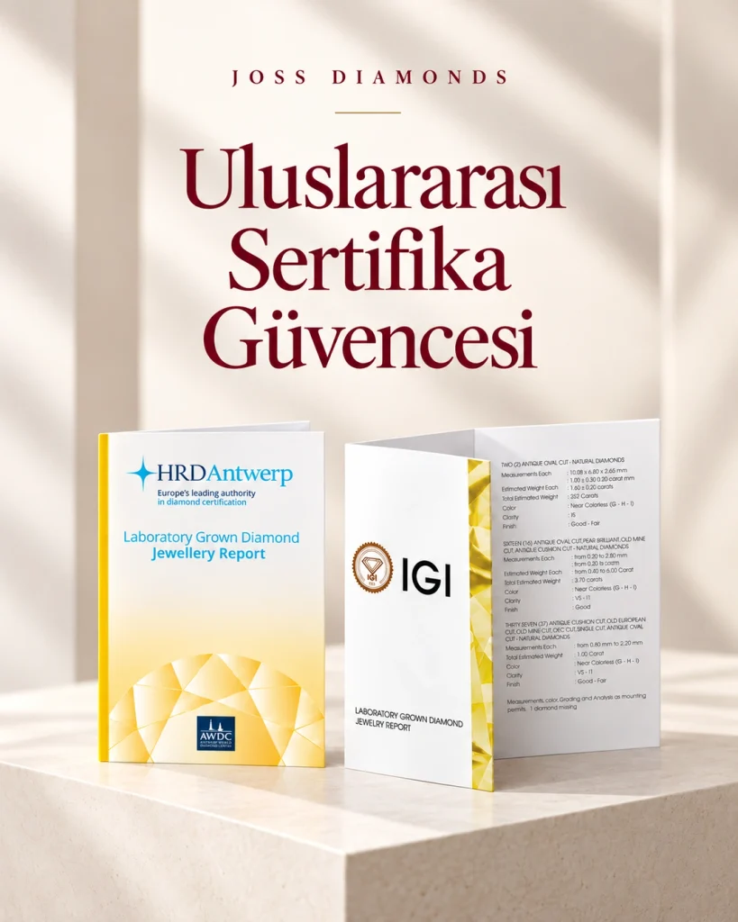 Joss Diamonds IGI ve HRD sertifikalı pırlanta bilgileri